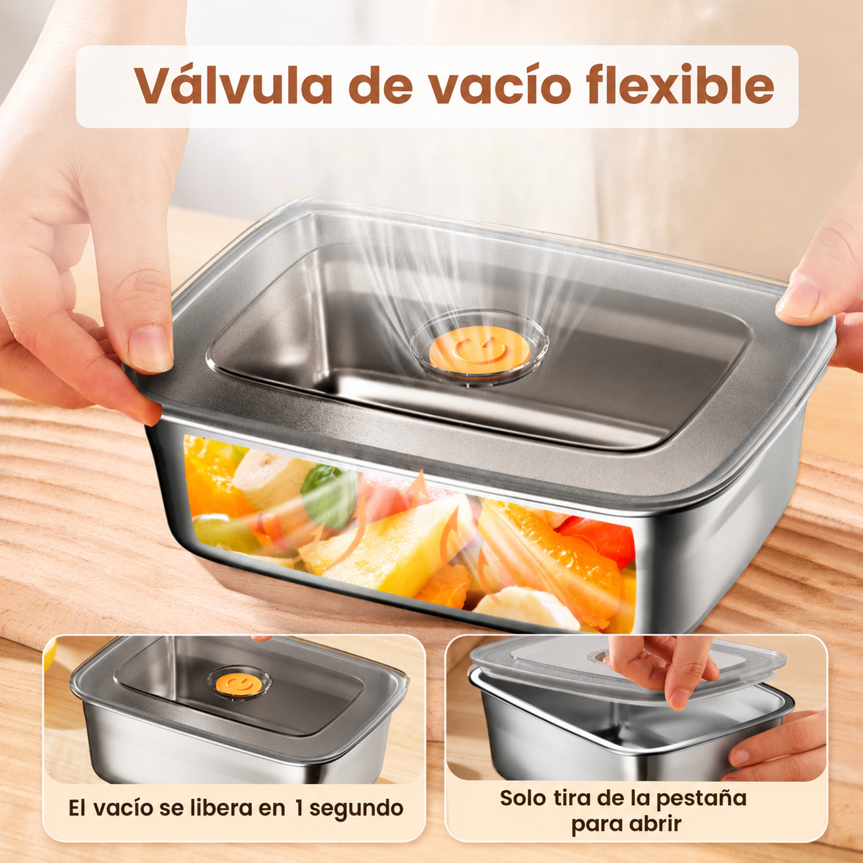 🥘 Recipiente hermético al vacío de acero inoxidable 316
