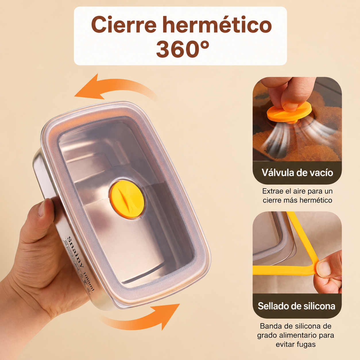 🥘 Recipiente hermético al vacío de acero inoxidable 316