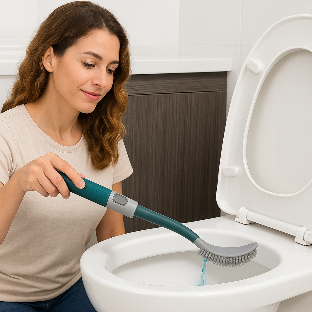 Cepillo de Silicona Flexible para Inodoro con Mango Largo y Colgante de Pared sin Perforación para el Hogar (LG)