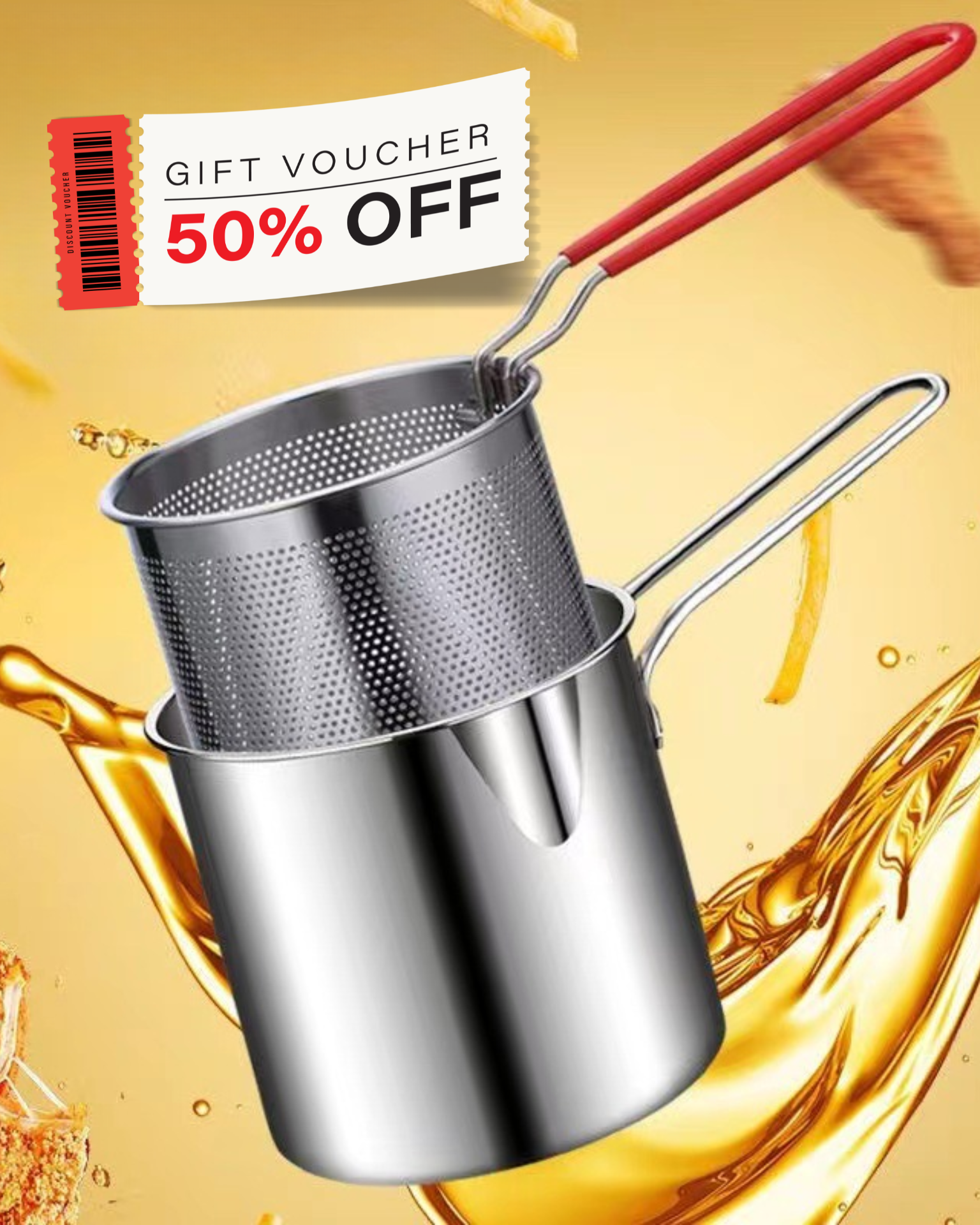 🍟 Olla multifunción con filtro de acero inoxidable 304, ahorra aceite al freír