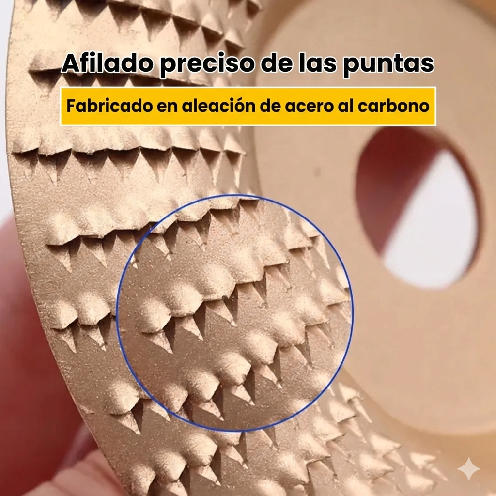 ⚡ Juego de 3 discos de desbaste de acero al carbono resistente para madera (Plano – Curvo – Inclinado)