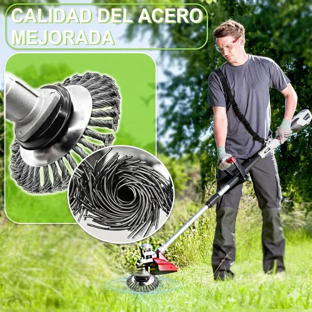 Disco de Alambre de Acero para Desbrozadora — Corte 360° | Compatible Universal