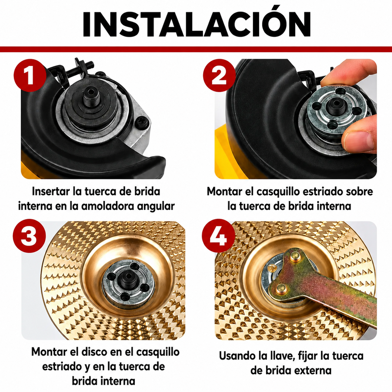 Juego de Discos de Desbaste para Madera — Acero al Carbono (Plano, Curvo + 🎁Inclinado)