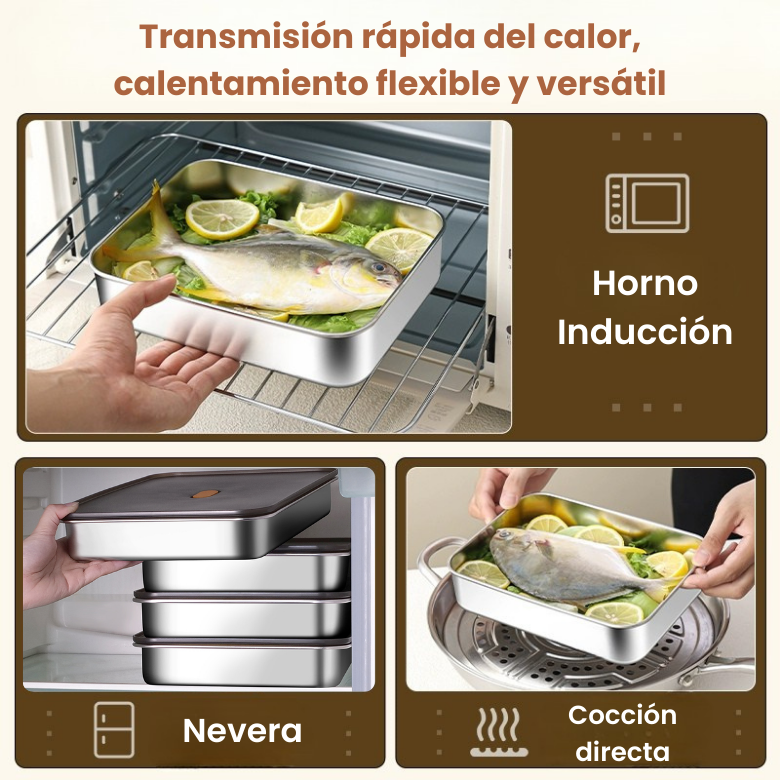 Recipiente hermético multifuncional en acero inoxidable 316 (22x15x6 cm)