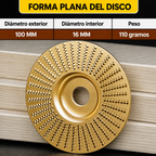 Juego de Discos de Desbaste para Madera — Acero al Carbono (Plano, Curvo + 🎁Inclinado)