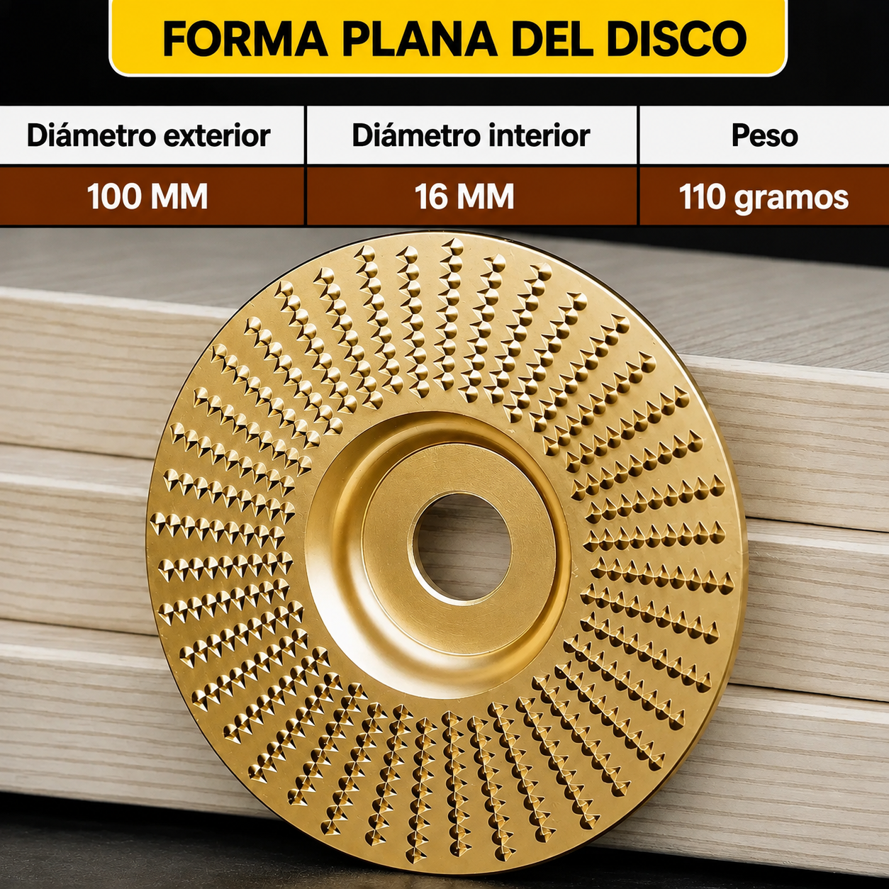 Juego de Discos de Desbaste para Madera — Acero al Carbono (Plano, Curvo + 🎁Inclinado)