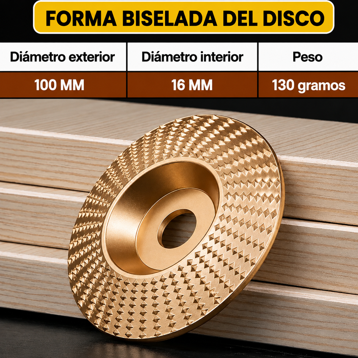 Juego de Discos de Desbaste para Madera — Acero al Carbono (Plano, Curvo + 🎁Inclinado)