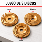 Juego de Discos de Desbaste para Madera — Acero al Carbono (Plano, Curvo + 🎁Inclinado)