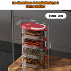 Contenedor Apilable De 4 Niveles, Transparente, Para Almacenar Alimentos, Con Cierre Hermético