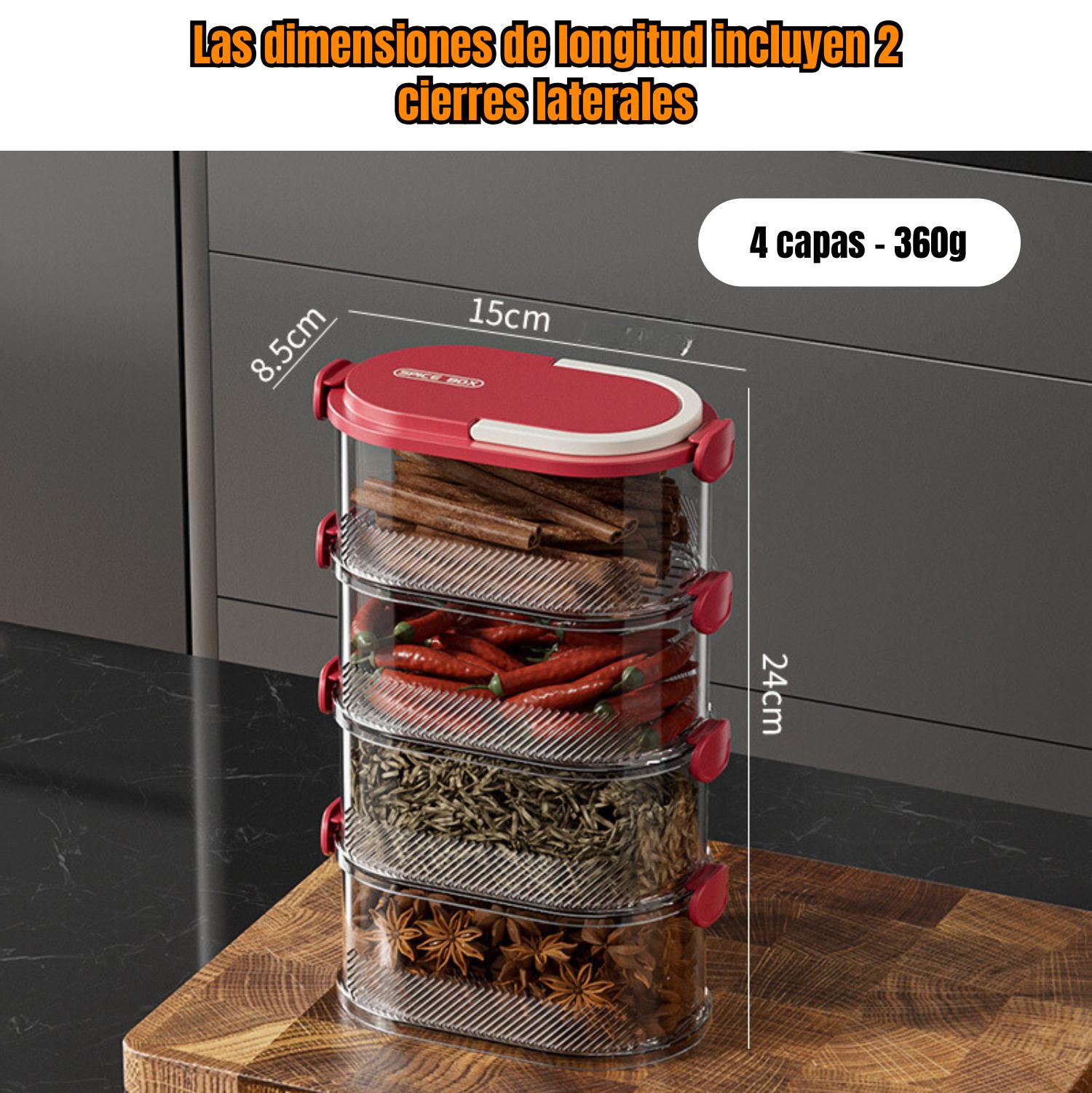 Contenedor Apilable De 4 Niveles, Transparente, Para Almacenar Alimentos, Con Cierre Hermético