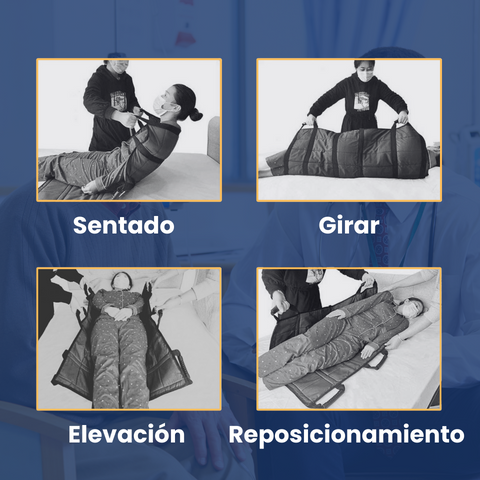 ✔️ Tabla de transferencia de pacientes con 6 asas reforzadas, almohadilla médica multiusos para camas, ancianos