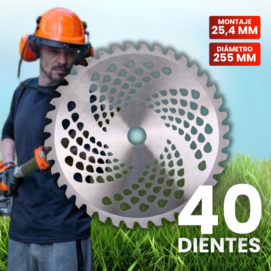 🇪🇸 Disco de corte de césped especializado, 40 dientes de carburo de tungsteno (incluye accesorios)