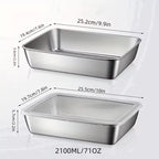 Bandeja de Acero Inoxidable 304 con Tapa Hermética (2.1 L – 25.5 × 19.7 × 5.7 cm) | ¡70% DE DESCUENTO!