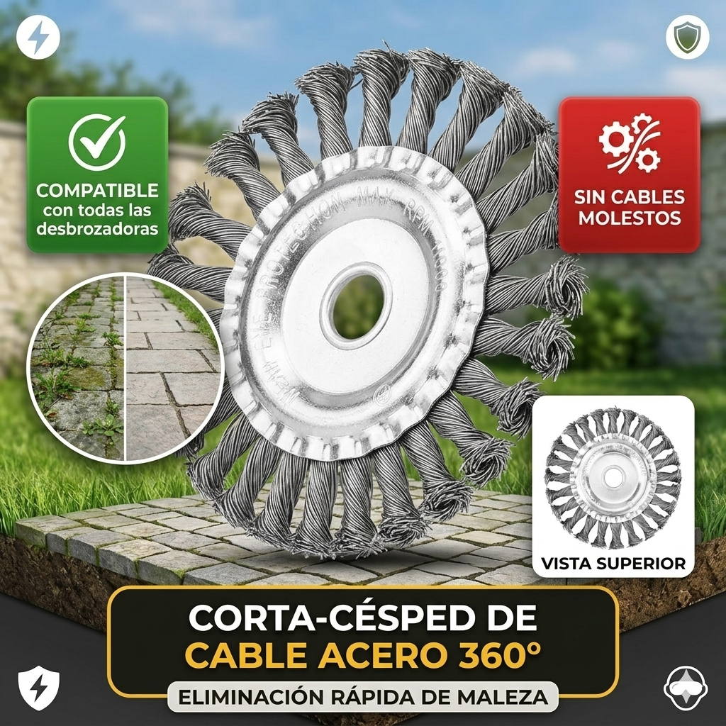 Disco de Alambre de Acero para Desbrozadora — Corte 360° | Compatible Universal