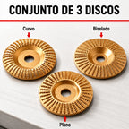 Juego de Discos de Desbaste para Madera — Acero al Carbono (Plano, Curvo + 🎁Inclinado)