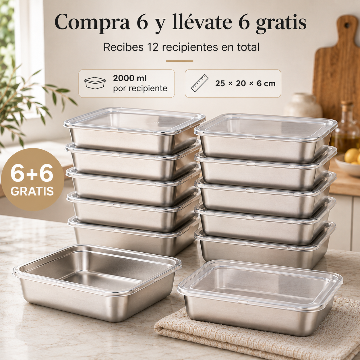 Set Tuppers Herméticos — Acero Inoxidable Alemán