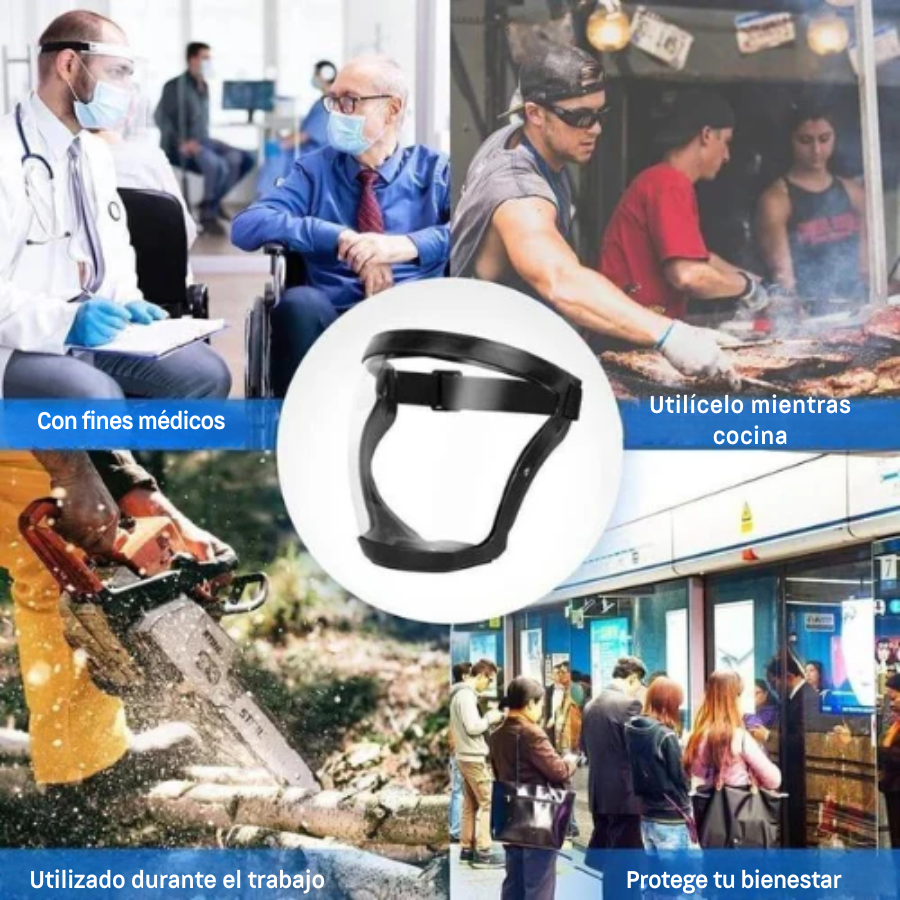La visera protege la cara, los ojos y las vías respiratorias durante el trabajo
