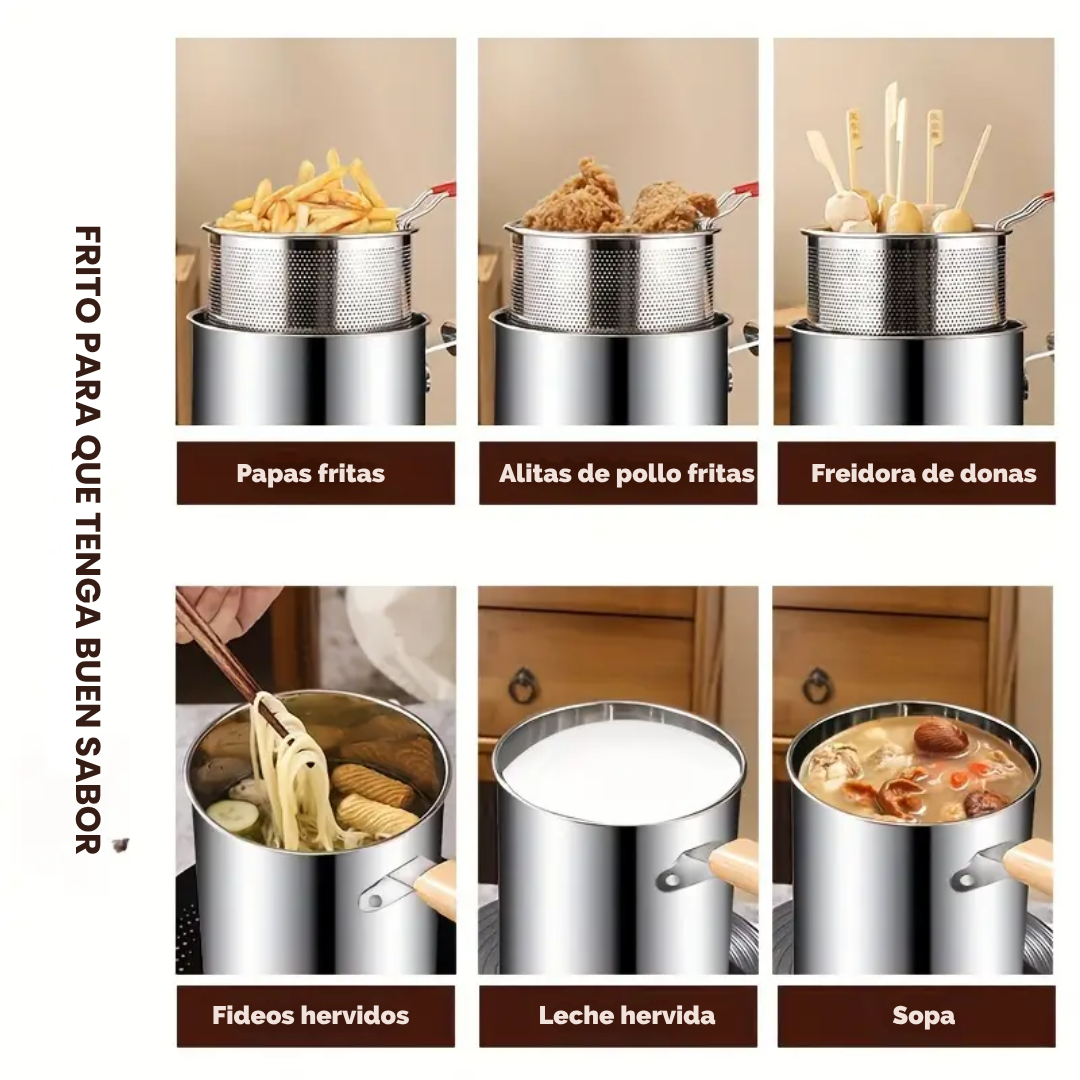 Juego de freidora de 1,2 litros fabricada en acero inoxidable 304