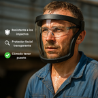 La visera protege la cara, los ojos y las vías respiratorias durante el trabajo