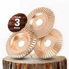 ⚡ Juego de 3 discos de desbaste de acero al carbono resistente para madera (Plano – Curvo – Inclinado)