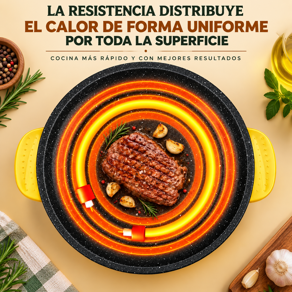 🎁 70% DE DESCUENTO | Sartén de piedra de doble potencia con tecnología de ahorro energético de nueva generación