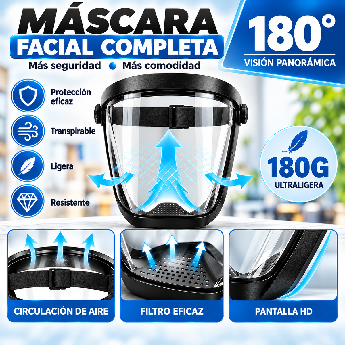 🎁 70% DTO | La pantalla protege la cara, los ojos y las vías respiratorias durante el trabajo.