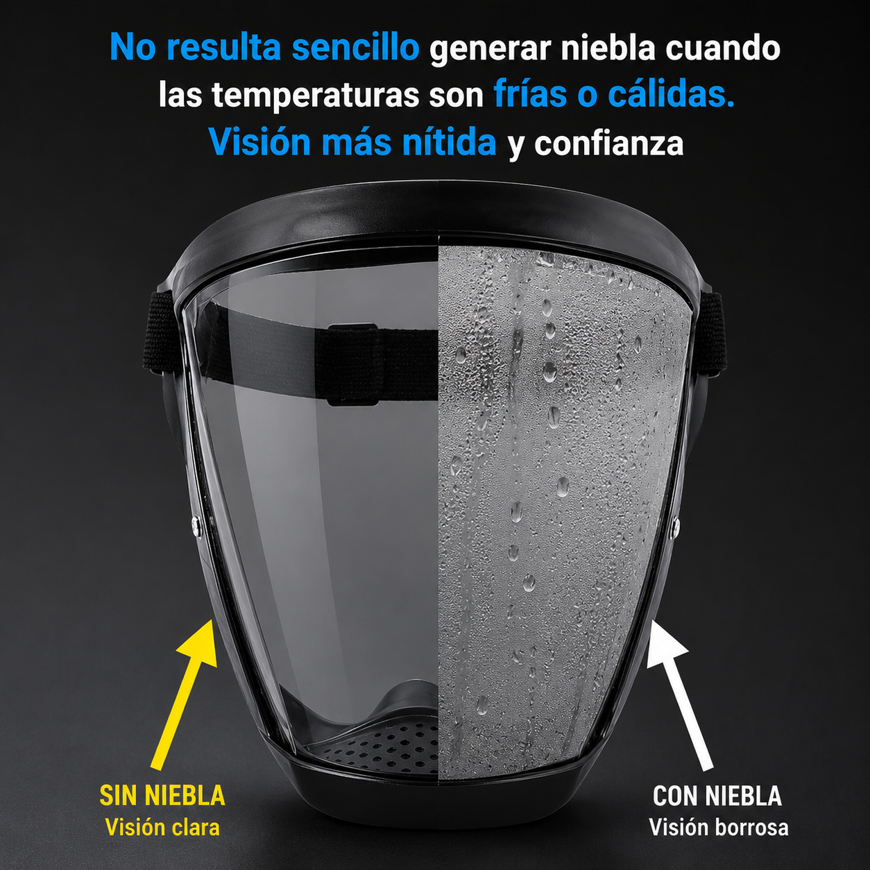 Visor de policarbonato y estructura ajustable de la máscara