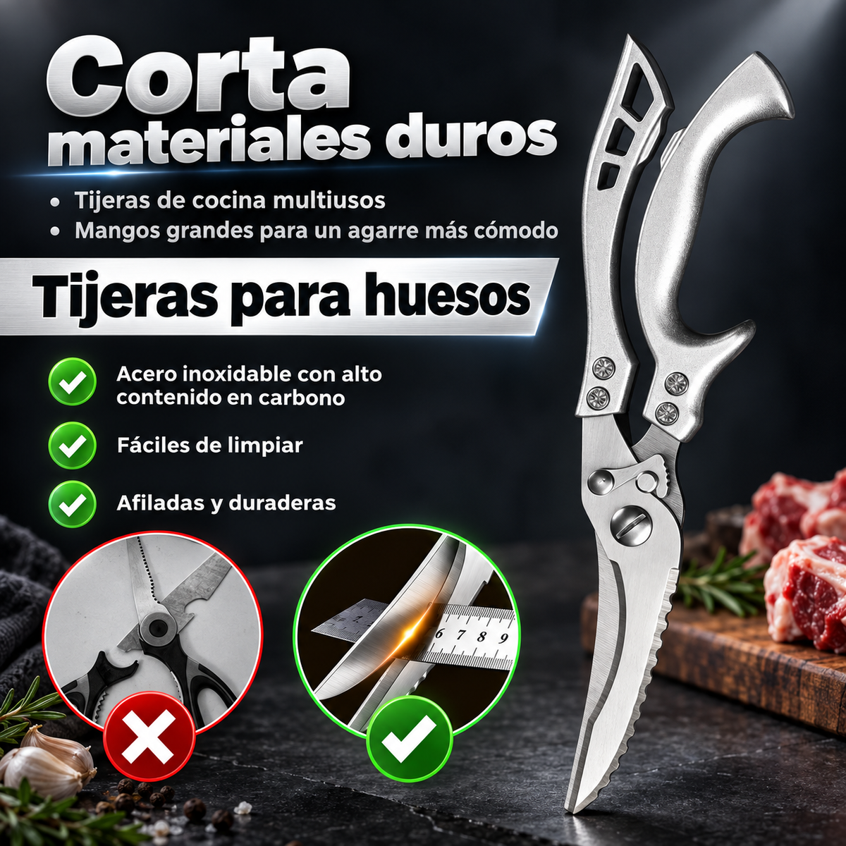 ✂️ Tijeras de cocina de acero alemán premium