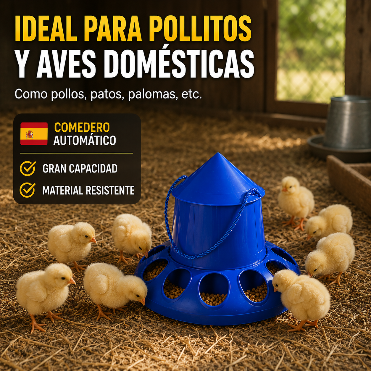 🐓 Comedero automático para gallinas, patos y ocas – gran capacidad, ahorro de alimento.