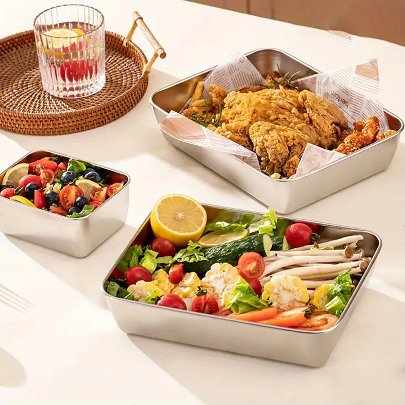 Caja de alimentos de acero inoxidable 304 (22 x 15 x 6 cm)