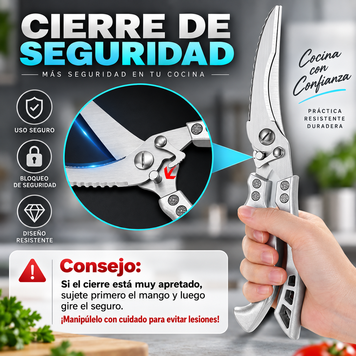 ✂️ Tijeras de cocina de acero alemán premium