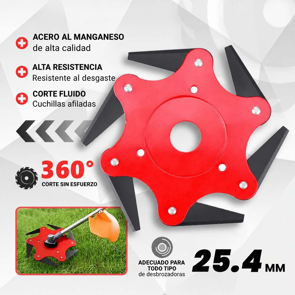 Cabezal desbrozadora 6 cuchillas acero manganeso