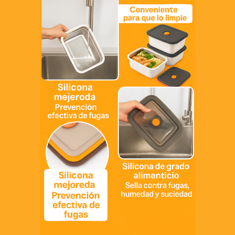 Recipiente Antibacteriano para Alimentos de Acero Inoxidable Inox 316 – 1000 ml | Descuento del 70%