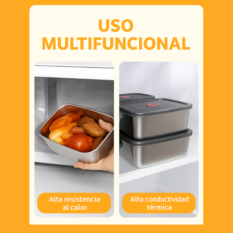 Recipiente Antibacteriano para Alimentos de Acero Inoxidable Inox 316 – 1000 ml | Descuento del 70%