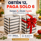 Llévate 12, Paga 6 | Pack Fiambreras de Acero Inoxidable 304 (Hermético 2000ML)