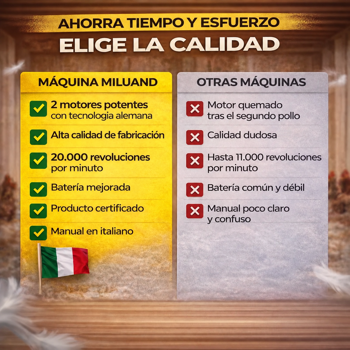 Desplumadora Eléctrica Rápida — Despluma un Pollo en Solo 60 Segundos