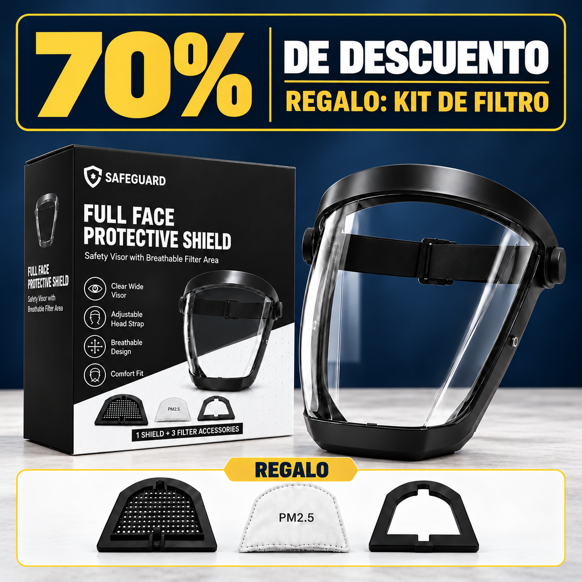 🔥 70% OFF | La visera protege la cara, los ojos y las vías respiratorias durante el trabajo