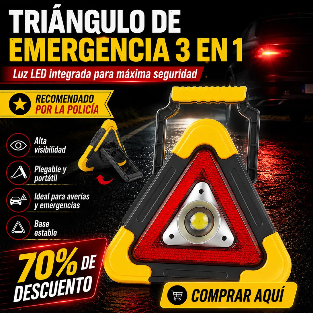 ⚡(SÚPER OFERTA) Triángulo De Advertencia Para Automóvil Con Luz LED Integrada
