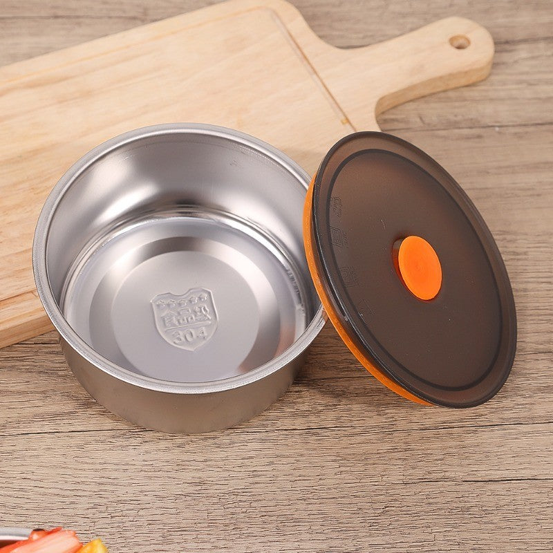 🧀 Caja Redonda de Acero Inoxidable Antibacteriano con Tapa al Vacío