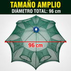 Red trampa de pesca plegable 96 cm | Múltiples entradas | Para agua dulce