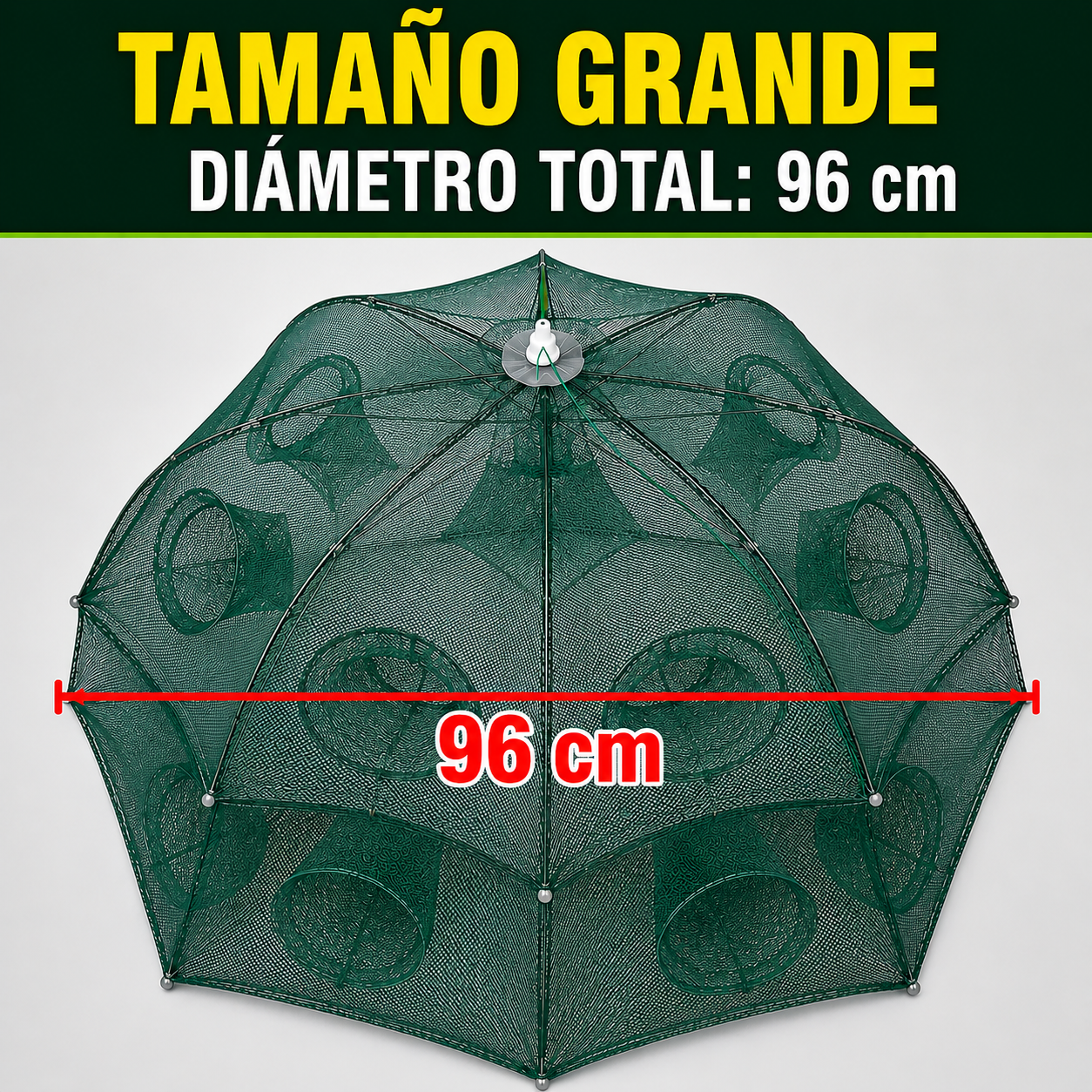 ✨Red de pesca plegable tipo trampa de 96 cm | 16 entradas | Agua dulce