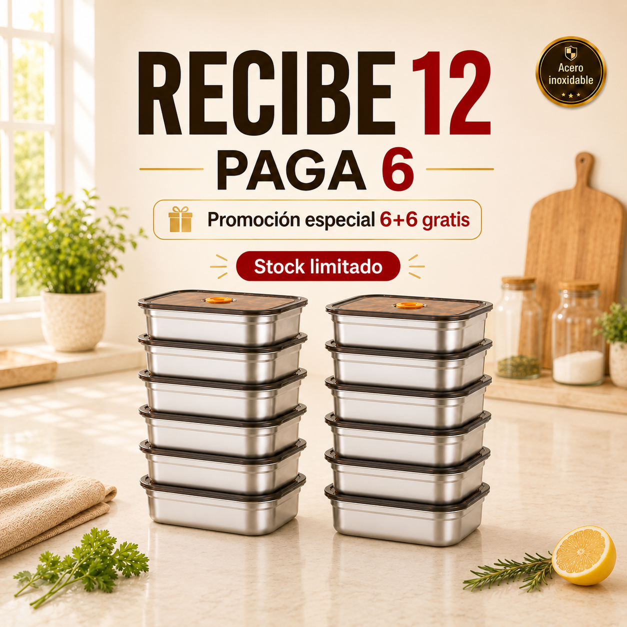Set tupper de Acero, 316 Hermético al Vacío (Copy)