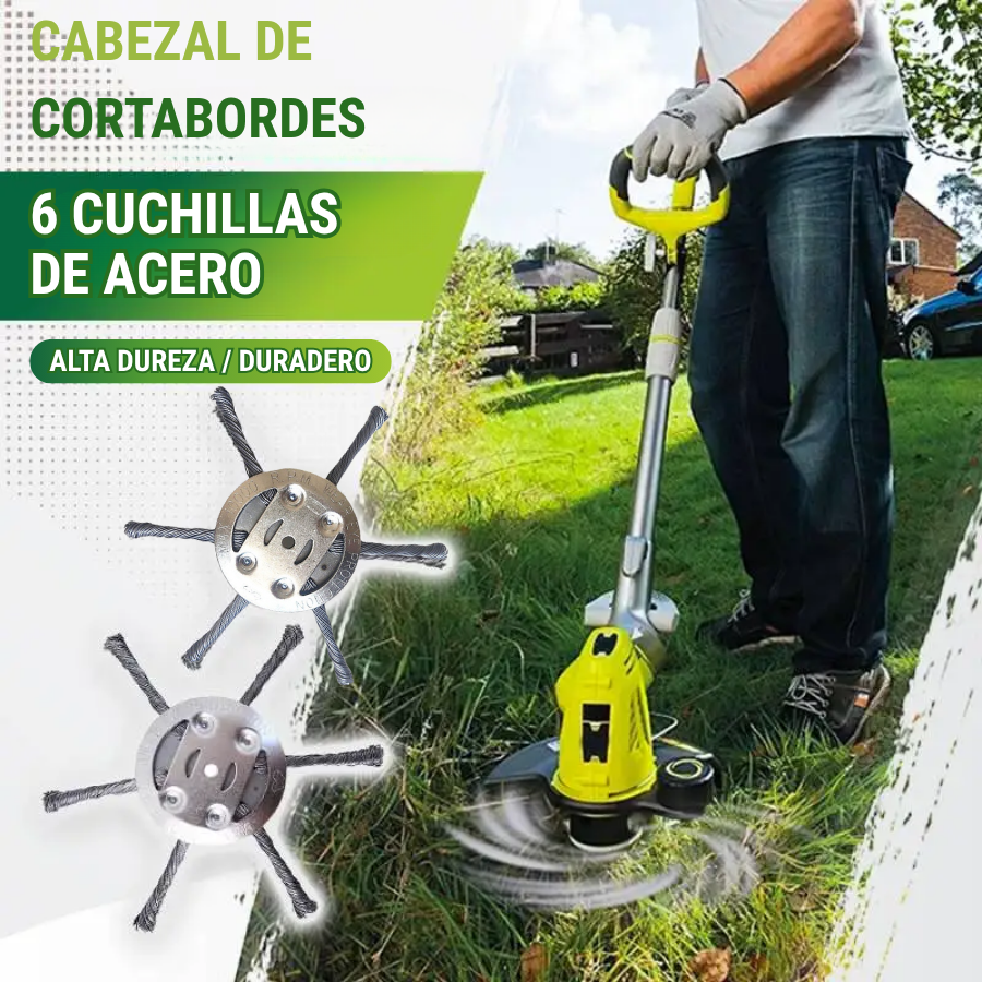 🇪🇸 El cabezal del cortacésped tiene 6 bordes de acero inoxidable (Accesorios incluidos)