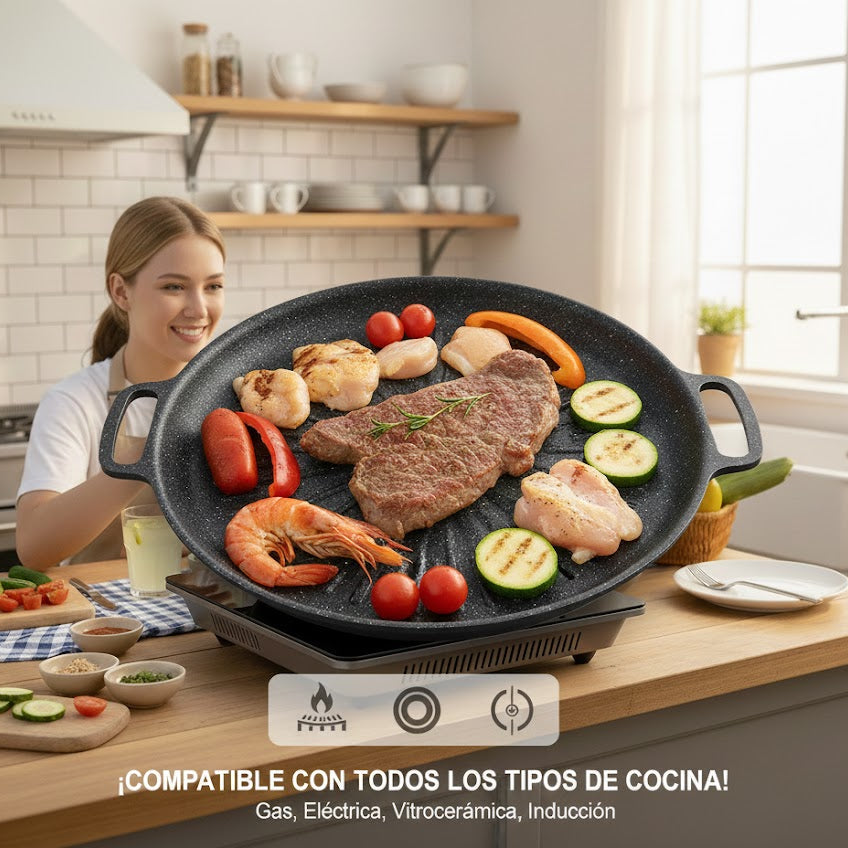 🇪🇸 Sartén de piedra Maifan antiadherente de 6 capas compatible con inducción IH