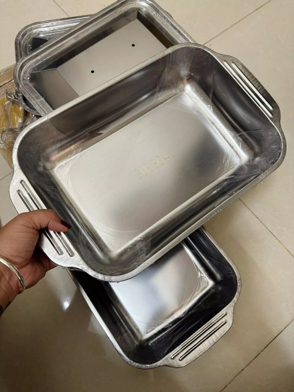 🇪🇸 Bandeja de cocción directa de acero inoxidable 304 macizo de Alemania (3.5 Litros)