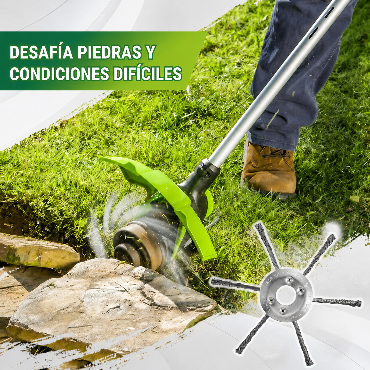 ✨Cabezal De Desbrozadora Con 6 Cuchillas De Acero Trenzado