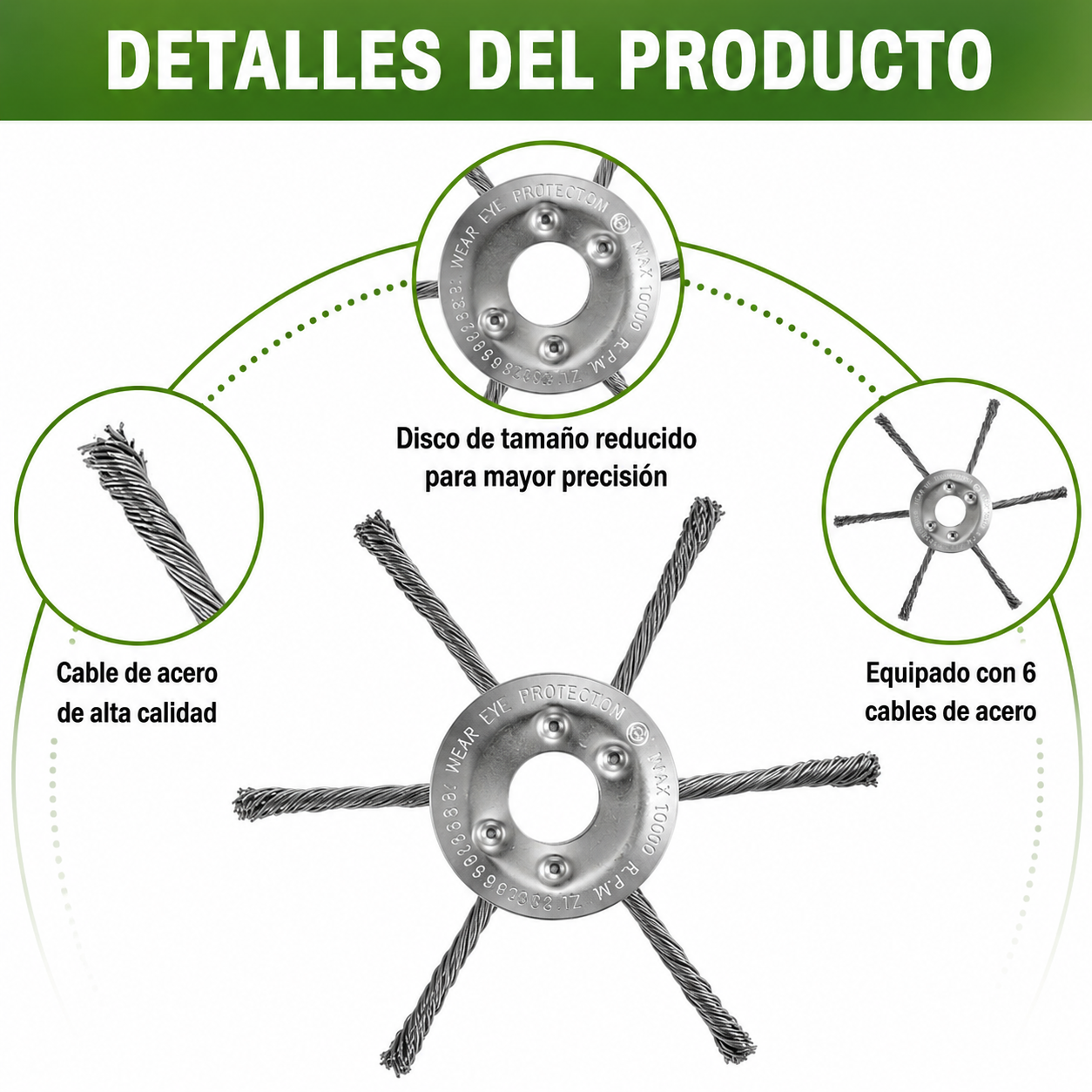✨Cabezal De Desbrozadora Con 6 Cuchillas De Acero Trenzado